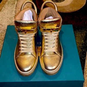 Buscemi 100mm Metallic High Top Sneaker Gold